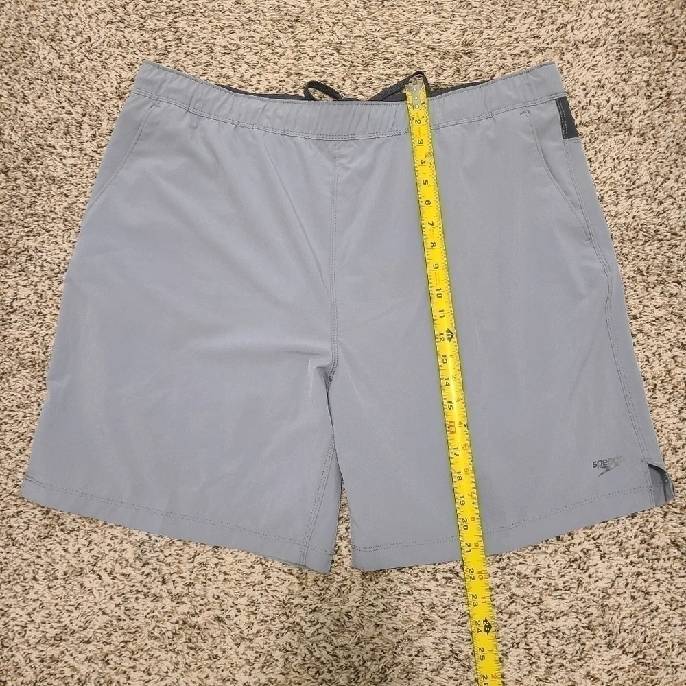 Mens Speedo Lined Gray and Black Swim Suit Board Shorts With Pockets Size XXL